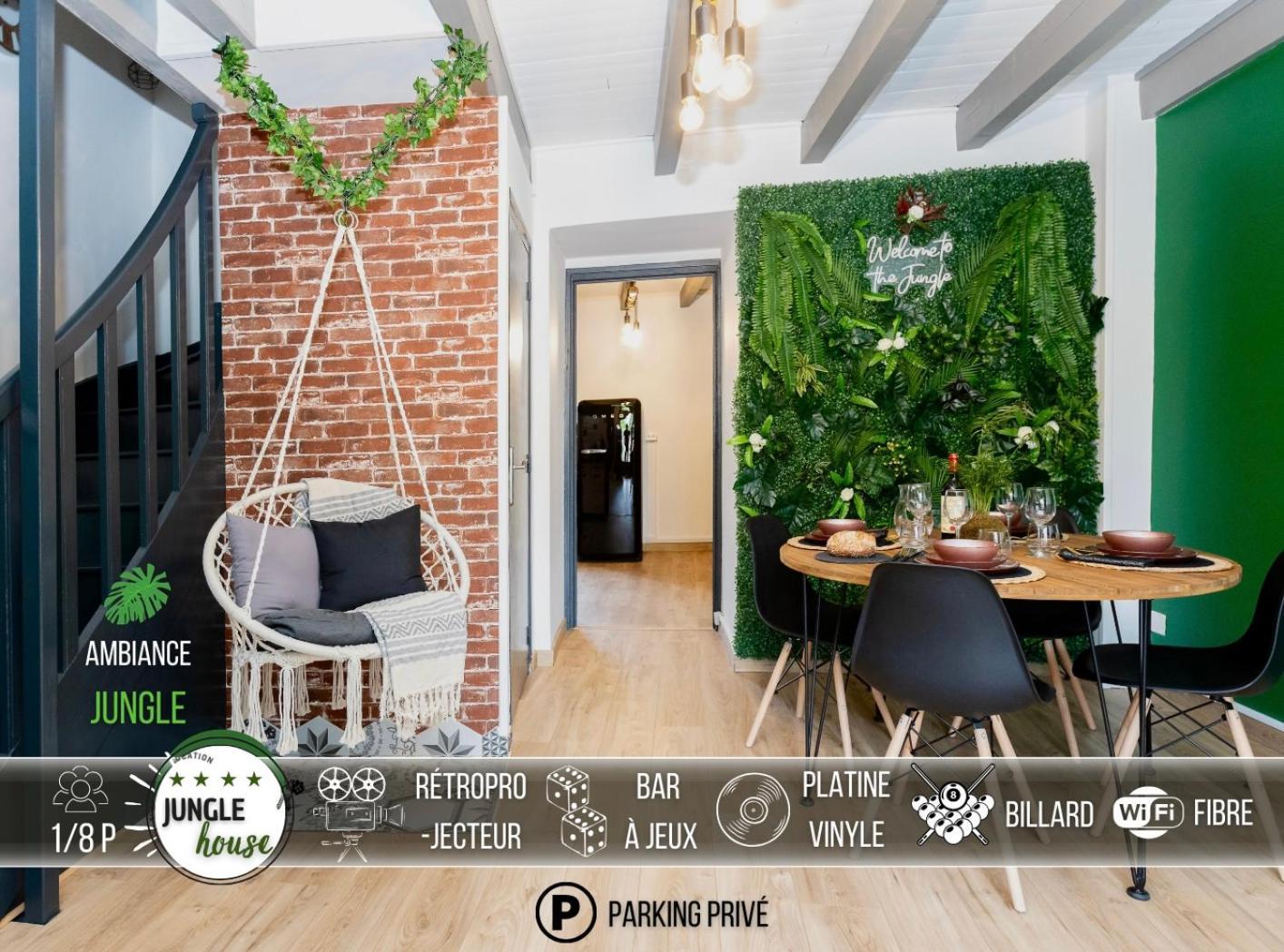 Maison "Jungle House" 90 M2 Billard, Retroprojecteur, Bar A Jeux , Vinyle, Wifi Fibre, Ideal Pro & Famille A Montbrison Buitenkant foto